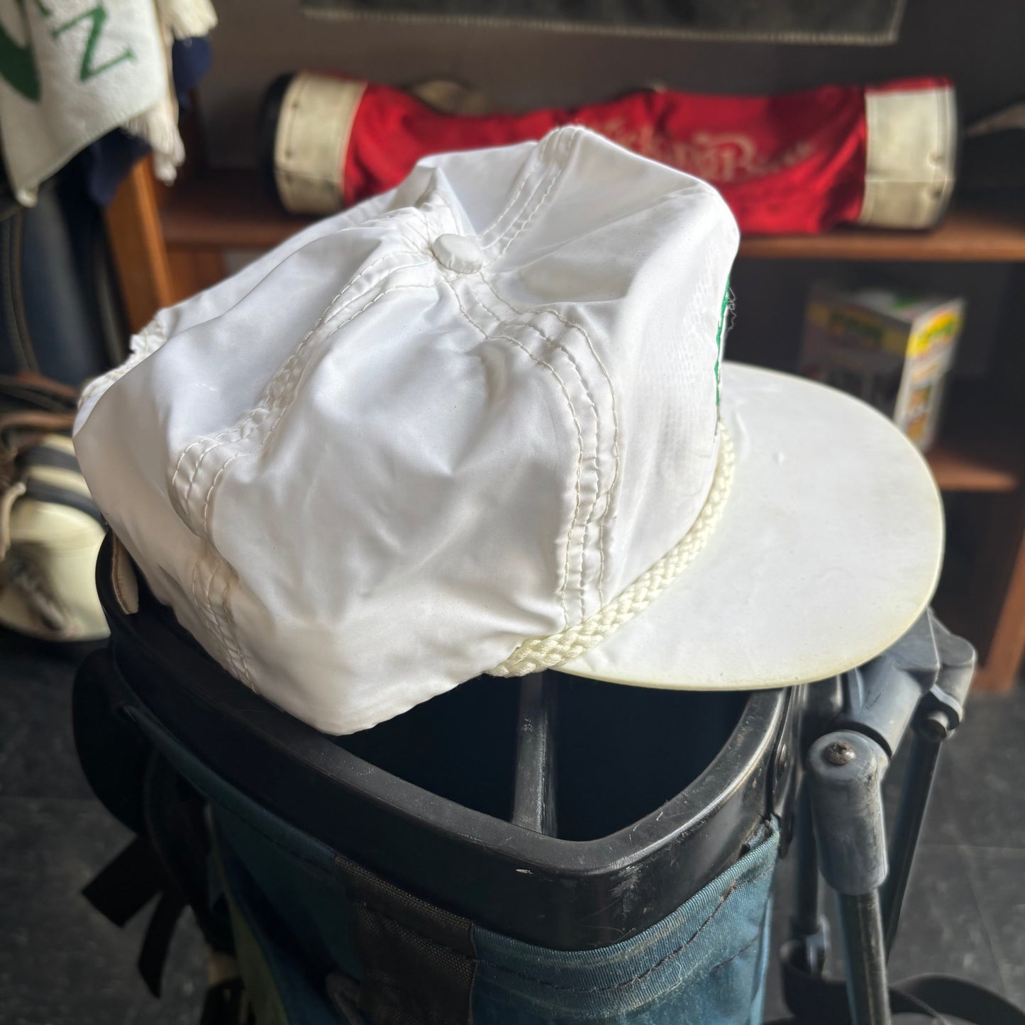 Fresh Meadows Imperial white leather strap back rope hat golf
