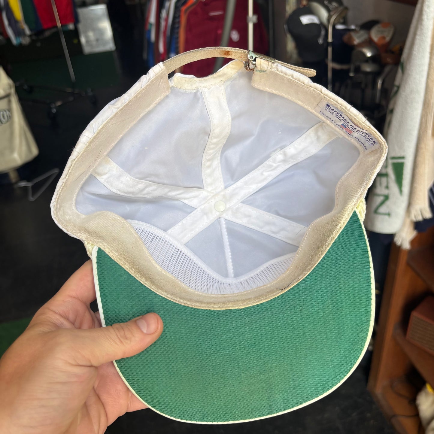 Fresh Meadows Imperial white leather strap back rope hat golf