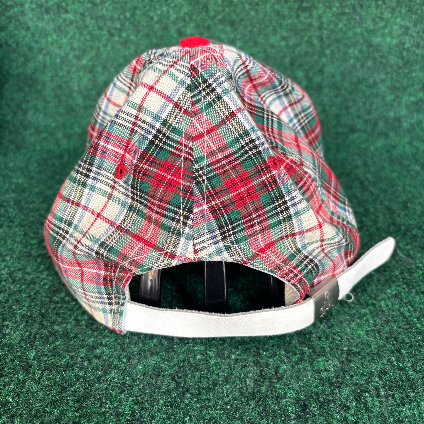 PING plaid red green and white leather strap back