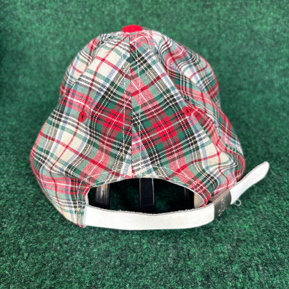 PING plaid red green and white leather strap back