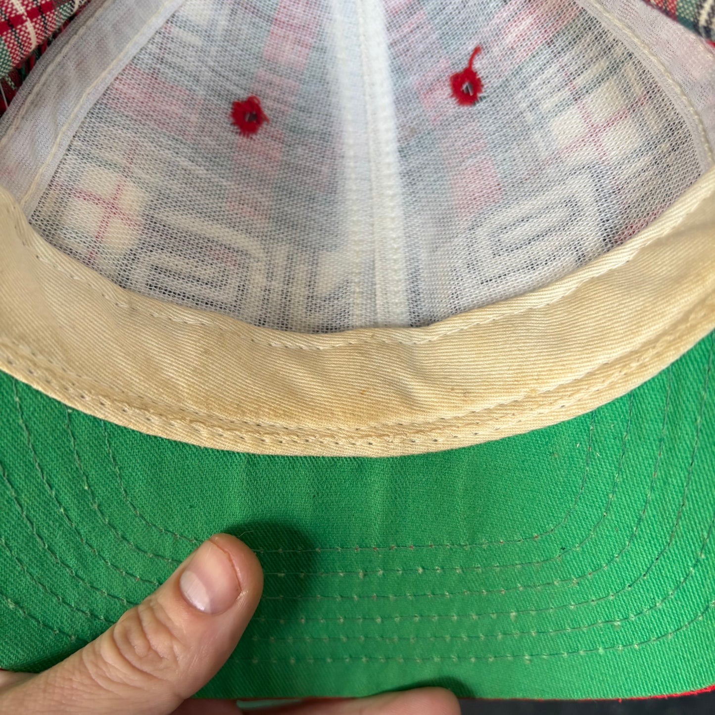 PING plaid red green and white leather strap back