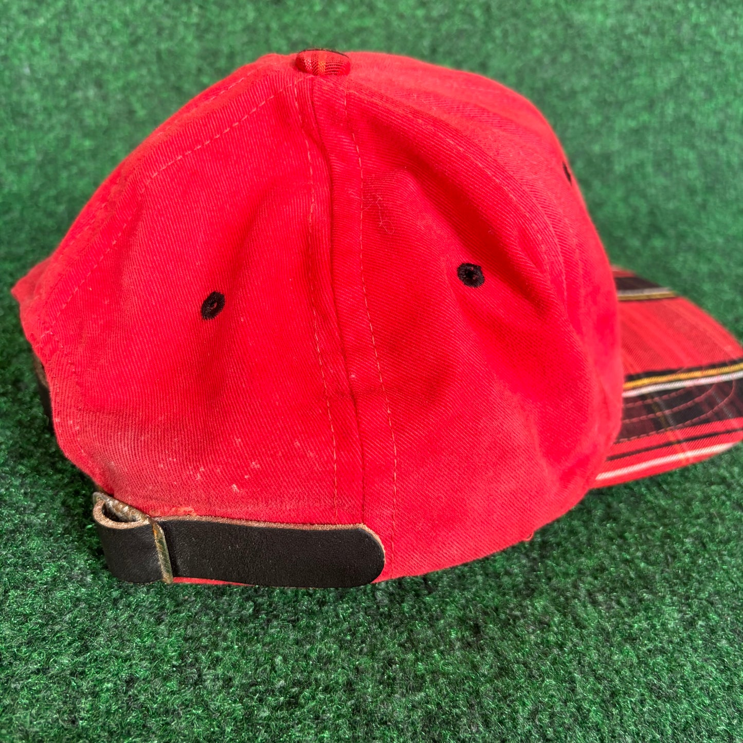 Michelon Red plaid championship at kingsmeth leather strap back cali fame
