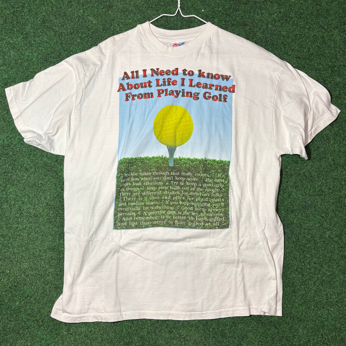 Vintage All I need to know about life golf tee t shirt large