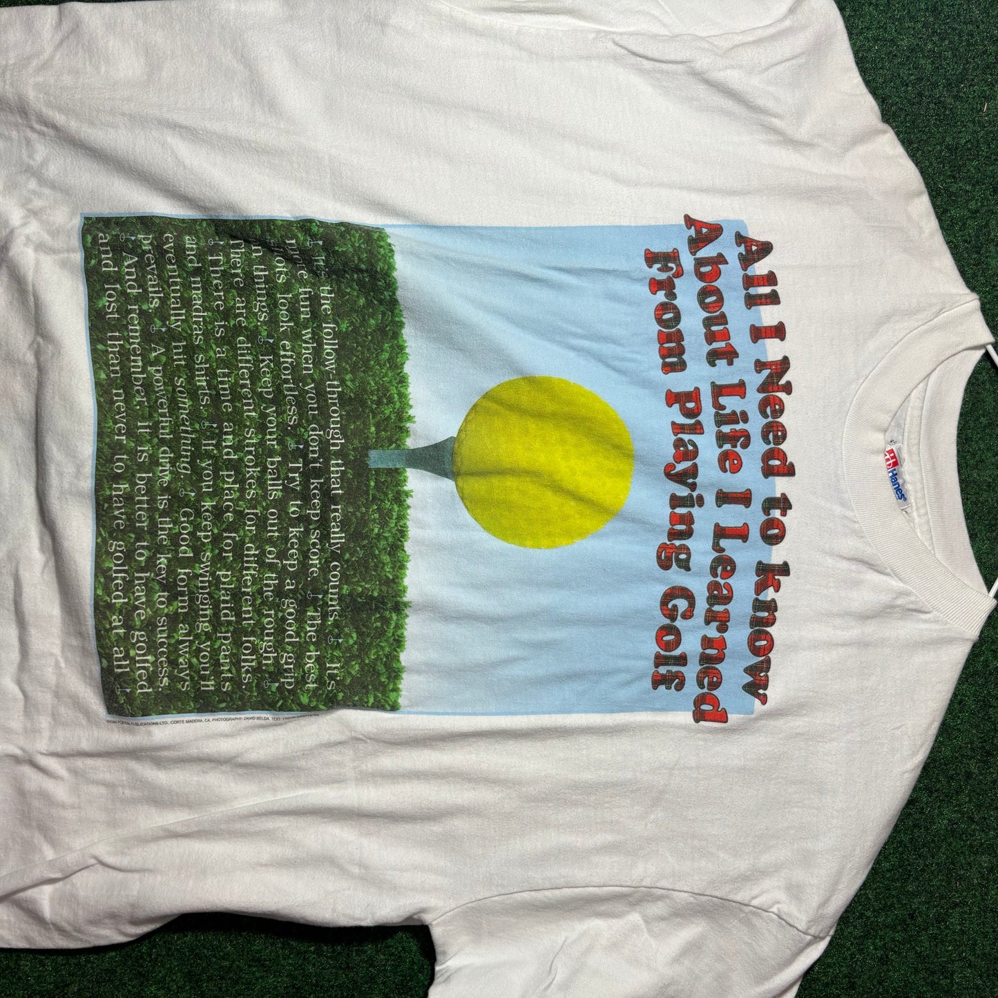 Vintage All I need to know about life golf tee t shirt large