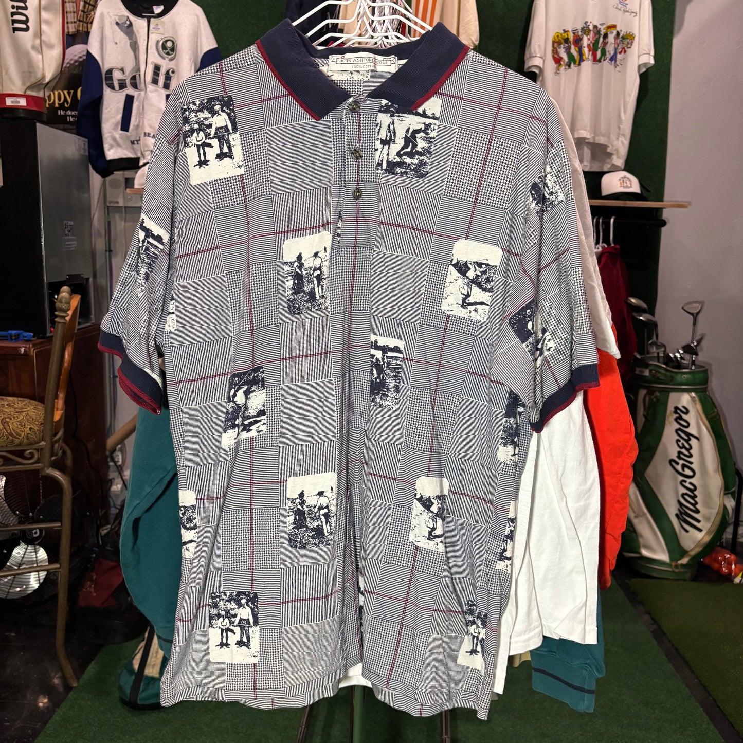 Vintage golf polo all over print golfers