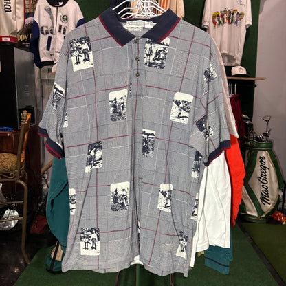 Vintage golf polo all over print golfers