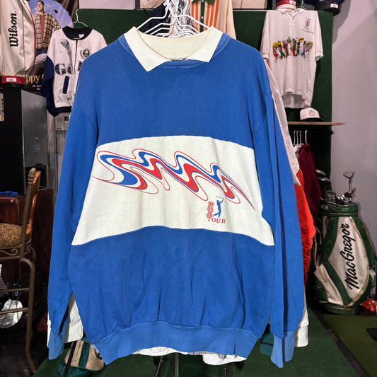 Vintage PGA TOUR colored sweater crewneck blue and red large golf