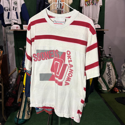 Vintage OU Sooners Oklahoma University striped tee rare medium