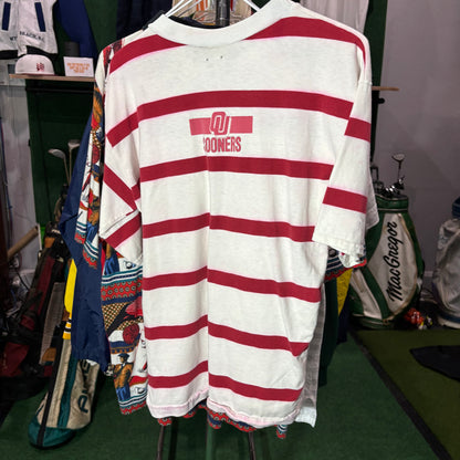 Vintage OU Sooners Oklahoma University striped tee rare medium