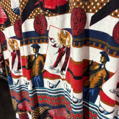 Vintage all over print golf polo