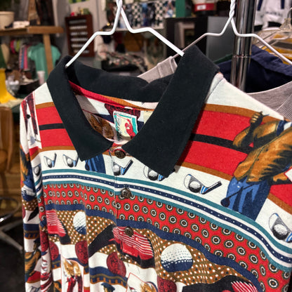 Vintage all over print golf polo