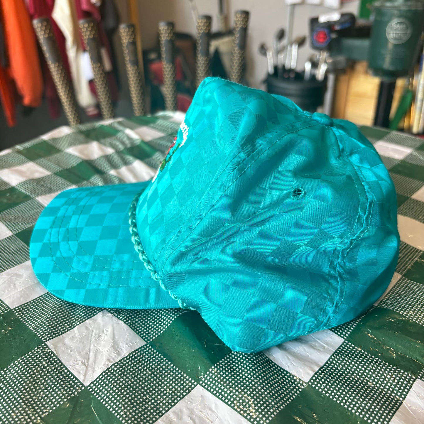 Vintage Culbertson Hills checkered leather strapback Derby Cap