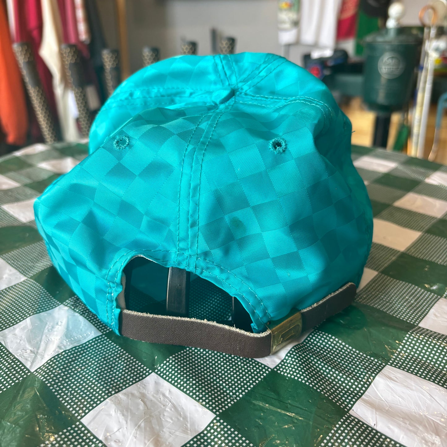 Vintage Culbertson Hills checkered leather strapback Derby Cap