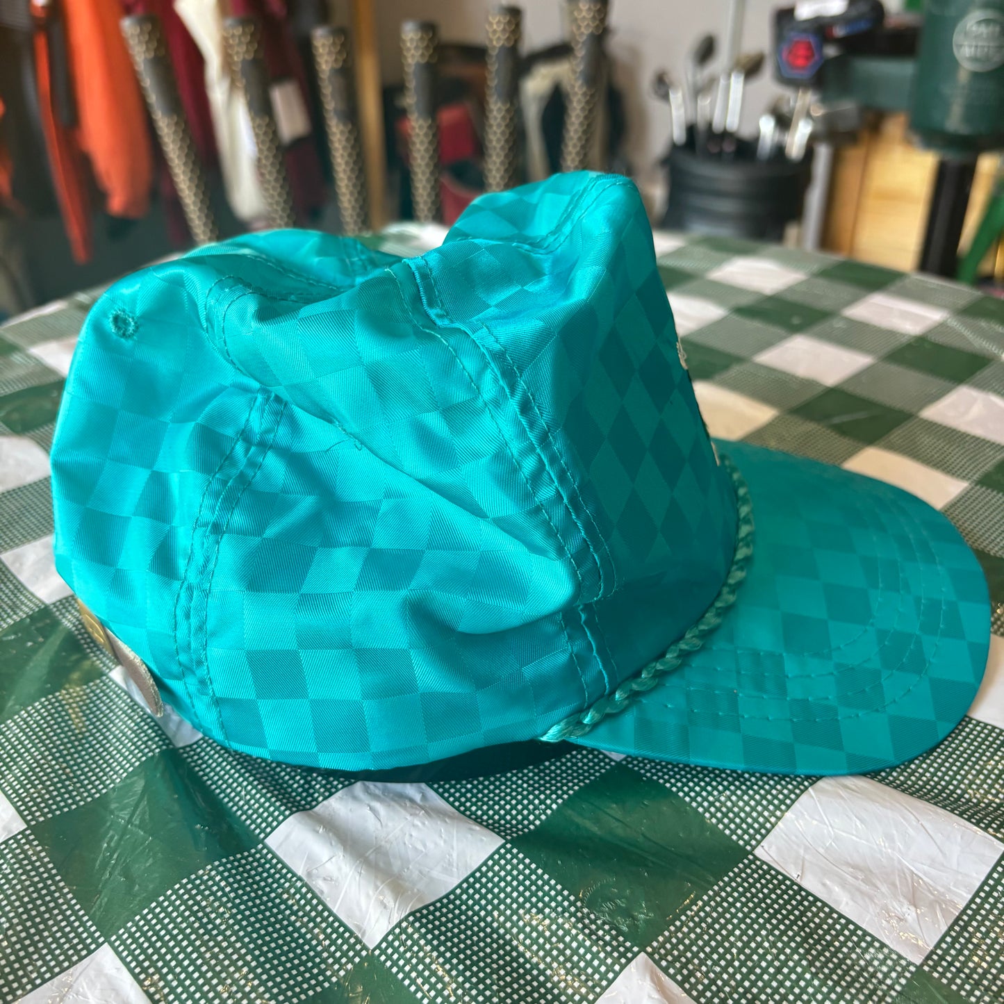 Vintage Culbertson Hills checkered leather strapback Derby Cap