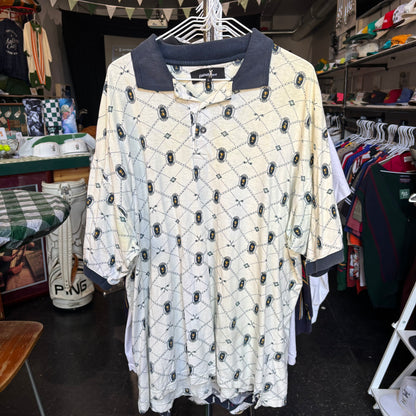Vintage all over print golf polo large