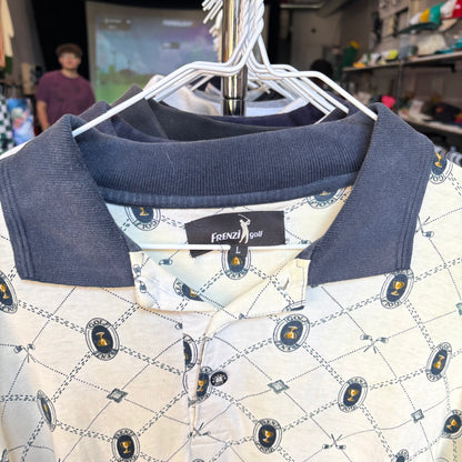 Vintage all over print golf polo large