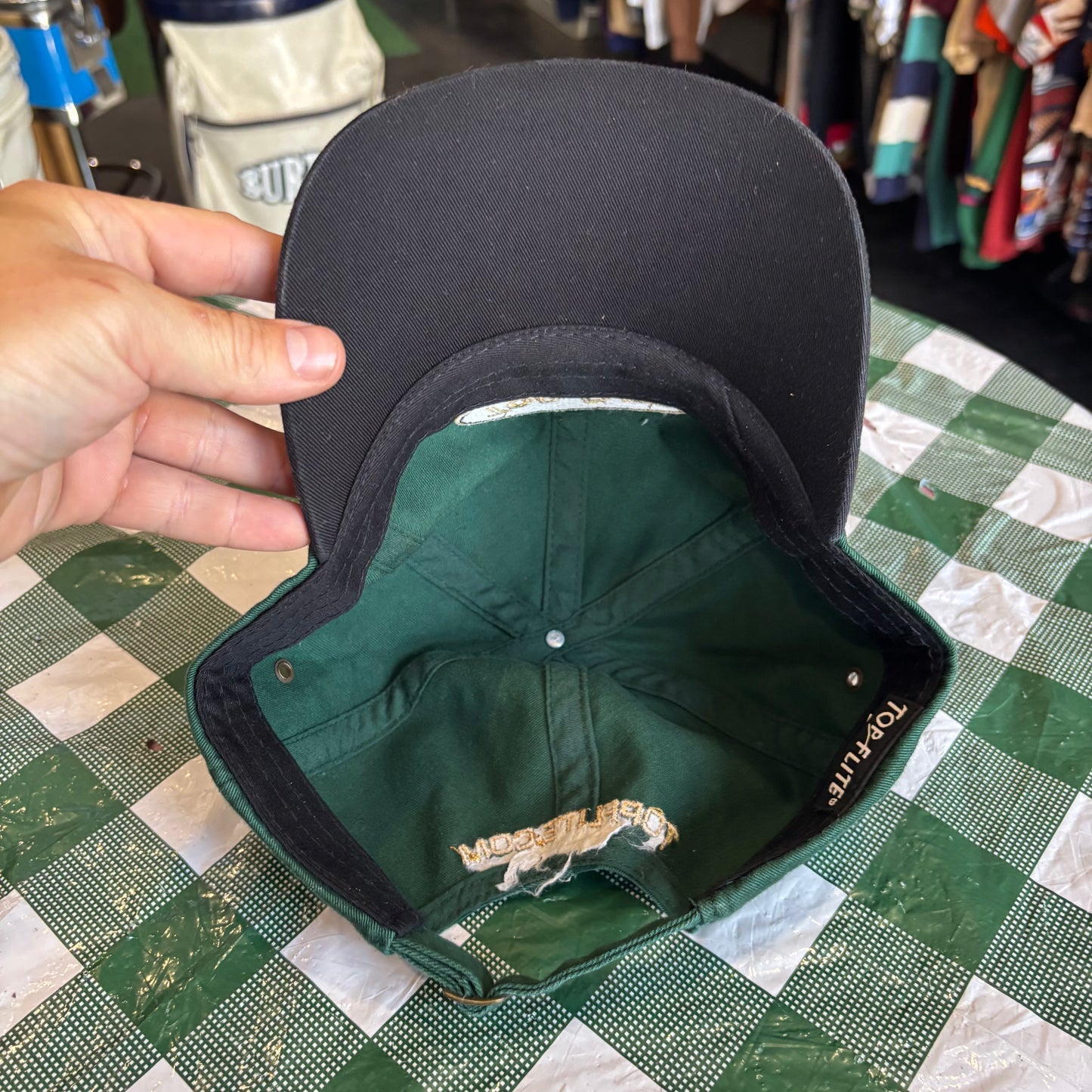 Vintage green Top-Flight strap back hat