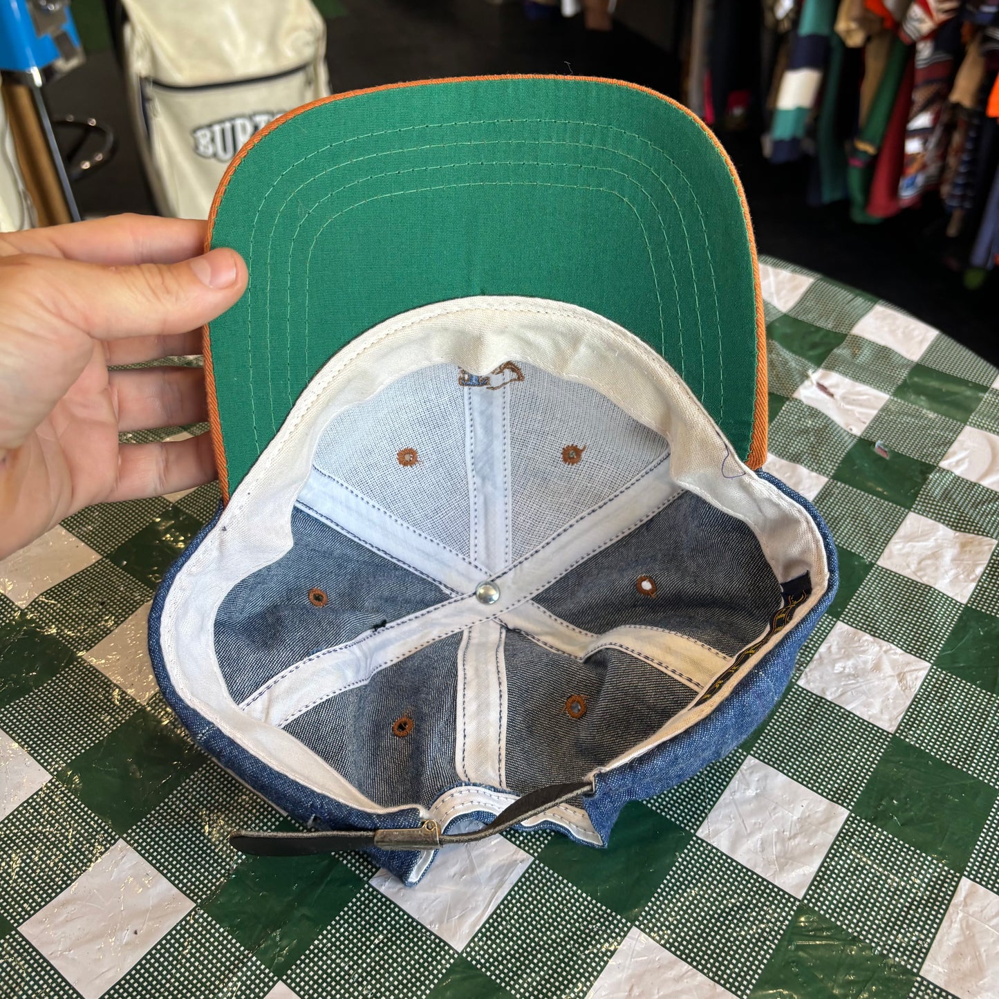 Vintage TPC Las Calinas denim Duckster leather strap back