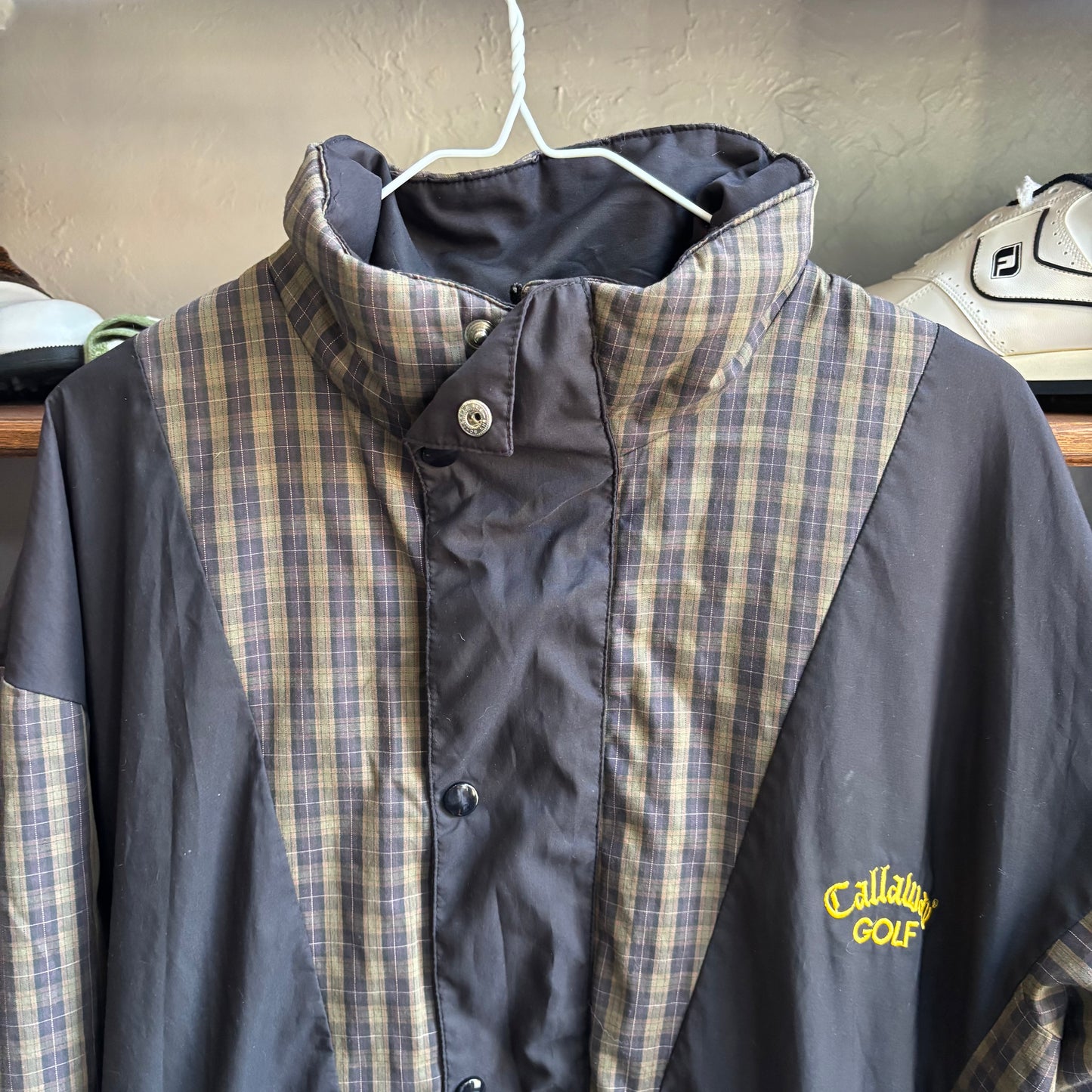 Vintage Callaway plaid zip up button up jacket rain gear