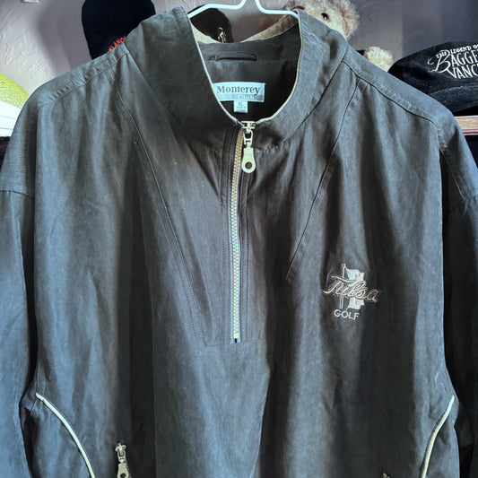 Vintage Tulsa Golf suede pullover zip up rain gear