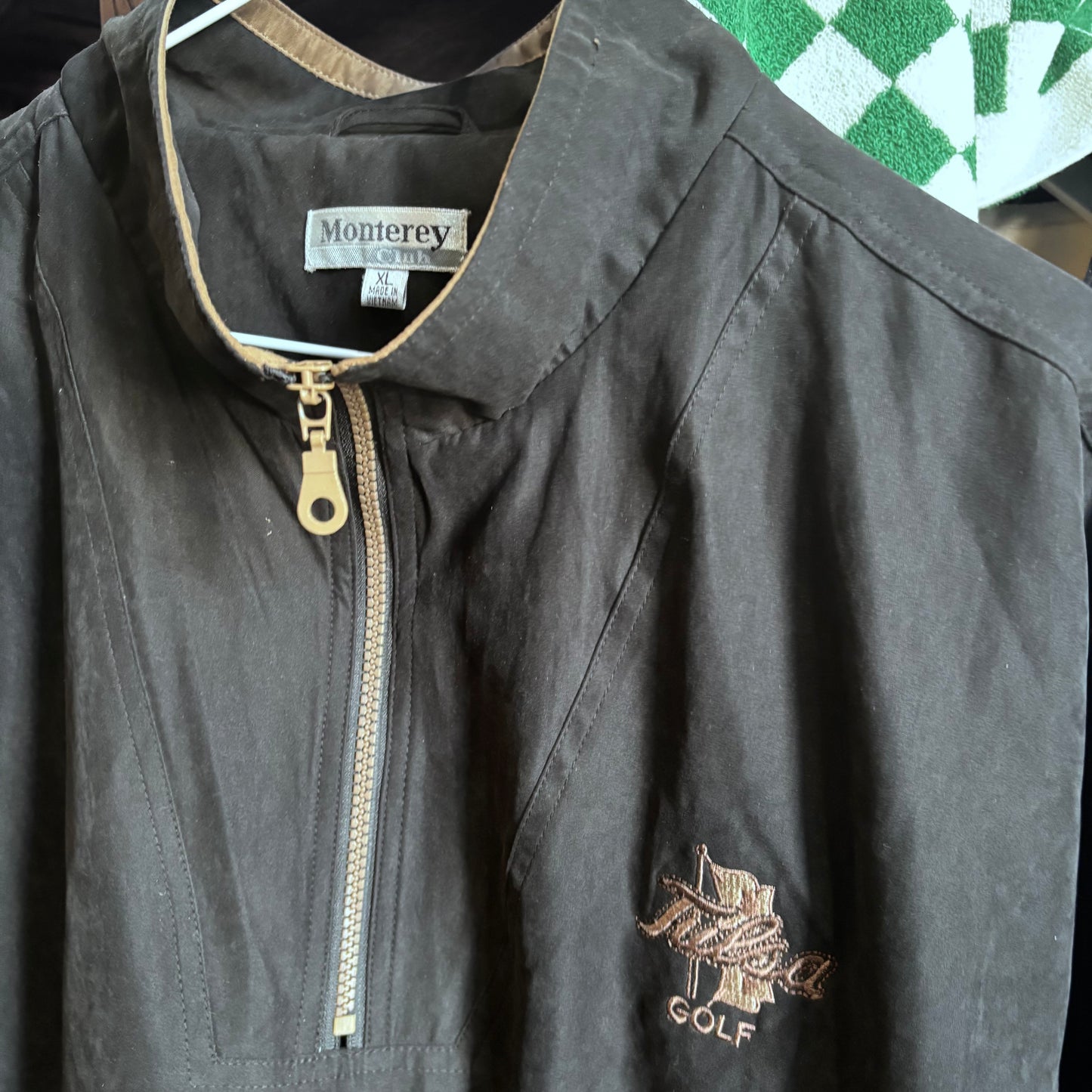 Vintage Tulsa Golf suede pullover zip up rain gear