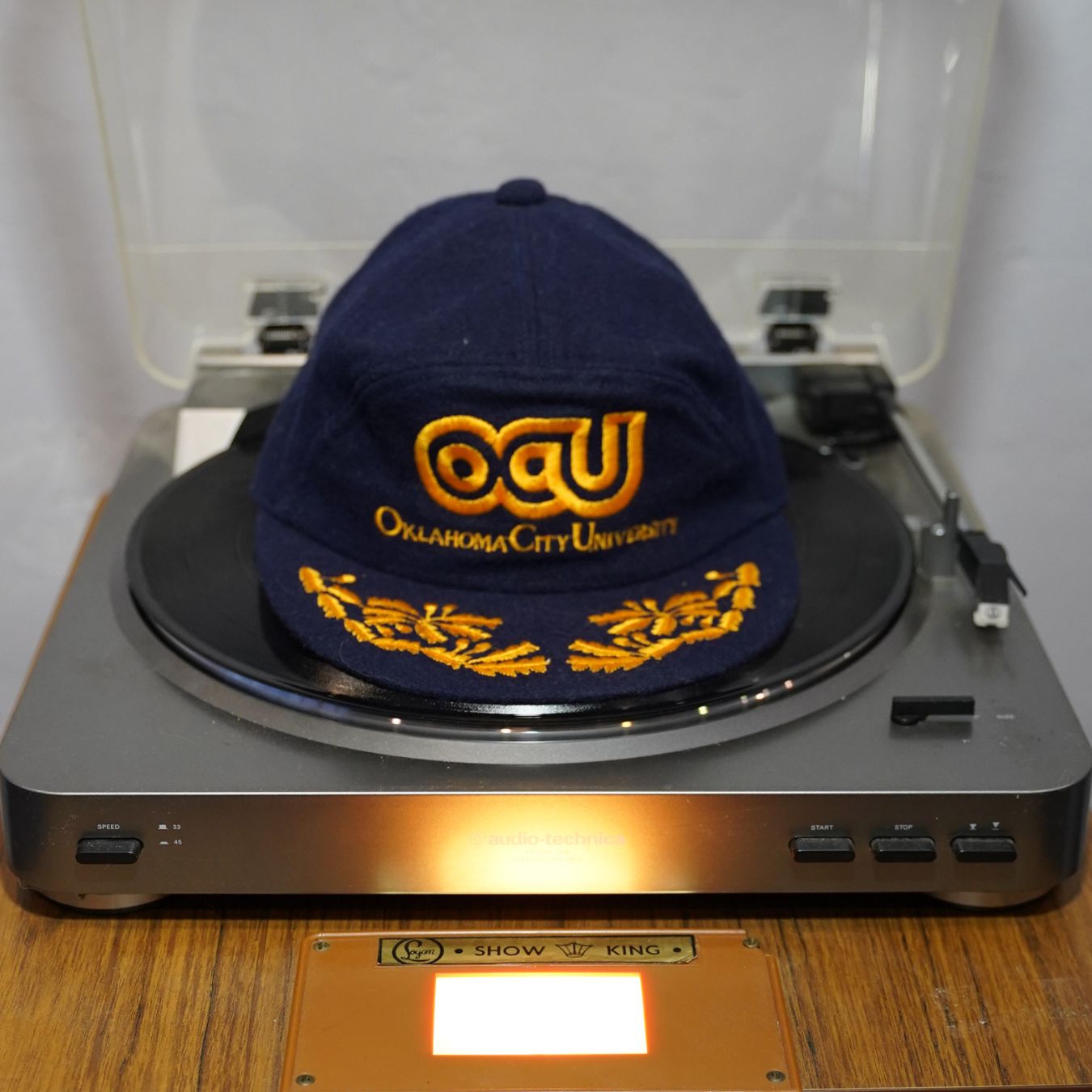 Very Rare Vintage Oklahoma City University Hat Snapback with Green Underbill. Wool.