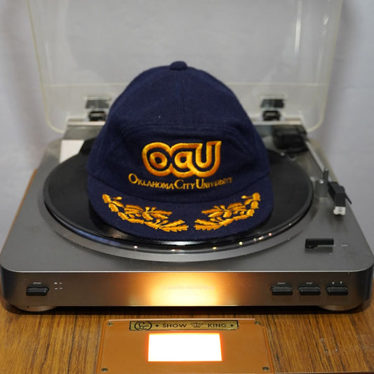 Very Rare Vintage Oklahoma City University Hat Snapback with Green Underbill. Wool.