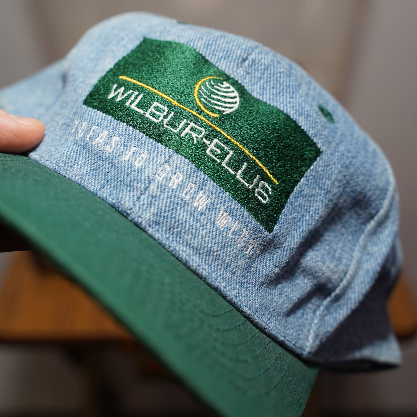 Vintage Denim & Green Hat Snapback. Wilber-Ellis Cap